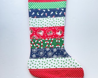 Christmas Stocking - Patchwork Quilted Christmas Stocking