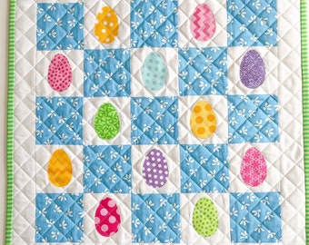 Spring Easter egg quilted pillow cover - 18 x 18 inches square