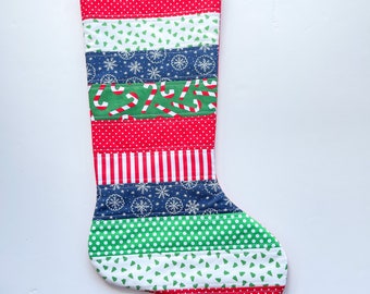 Christmas Stocking - Patchwork Quilted Christmas Stocking