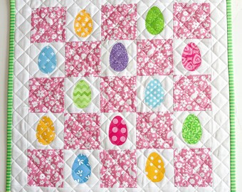 Spring Easter egg quilted pillow cover - 18 x 18 inches square