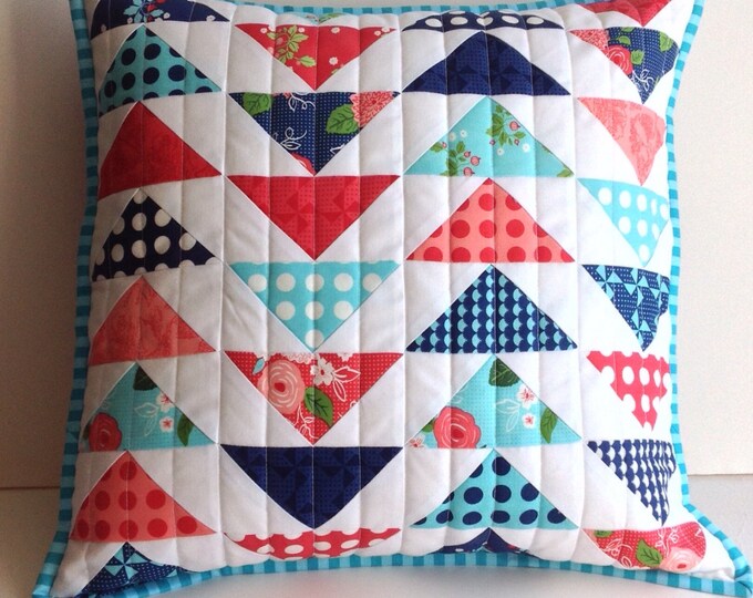 Scrappy Quilted Pillow Cover Fits 16 Inch Pillow Form Eco Etsy