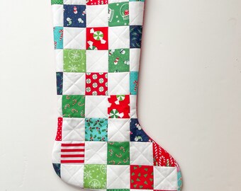 Christmas Stocking - Patchwork Quilted Christmas Stocking