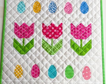 Spring Easter quilted pillow cover - 18 x 18 inches square