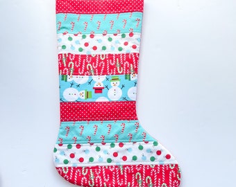 Christmas Stocking - Patchwork Quilted Christmas Stocking