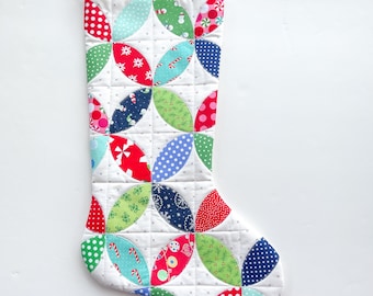 Christmas Stocking - Appliquéd Quilted Christmas Stocking - Quilted Christmas Stocking