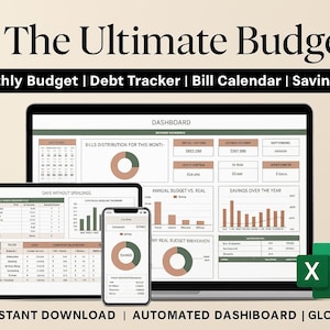 Ultimate Annual Budget Spreadsheet Excel Google Sheets Budget Template Monthly Budget Tracker Financial Planner Bill Tracker Debt Tracker