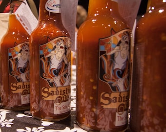 Sadistic Mistress Sauces custom hot sauce sampler pack 4 bottles 10oz each