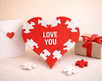 Rompecabezas de corazón impreso en 3D / Regalo de San Valentín "Te amo"