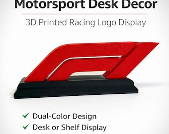 Decoración de escritorio con logotipo de automovilismo impreso en 3D / Exhibidor estilo F1 de dos colores