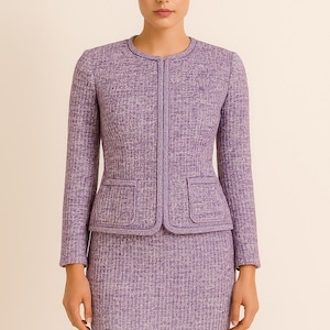 Elegant Lilac Tweed Skirt Suit – Handmade, Classic Design, dog show suit
