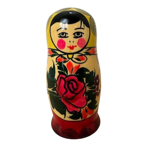 Vintage Russian Nesting Doll Rose wooden home decor Christmas Holiday Ukraine