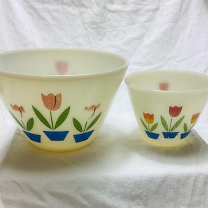 Fire King Pink Bowls - Etsy