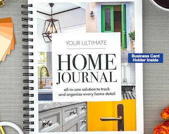Home Organization Journal with Business Card Holder, Realtor Closing Gift, Home Interior and Exterior Tracker, New Home, Home Maintenance