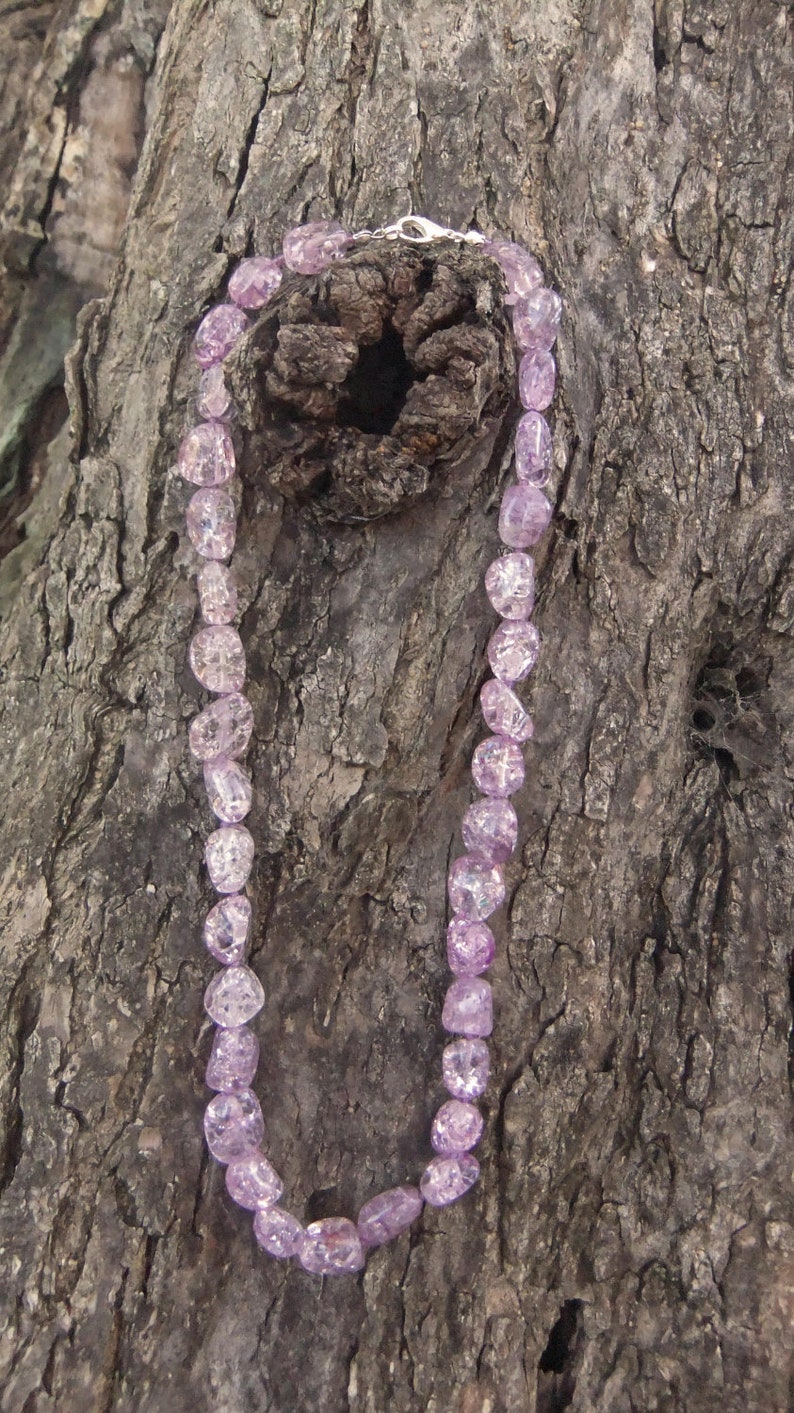Mauve Quartz gemstone necklace and bracelet set Etsy