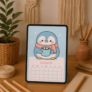 Kawaii Undated Monthly Calendar Printable Bundle • 12 Pastel Calendars PDF & PNG