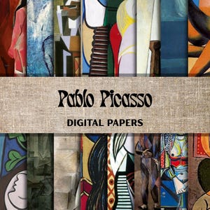 Picasso Digital Paper Pack: Artsy Scrapbook Backgrounds (12x12 PNG Downloads)