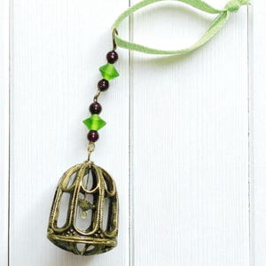 Bronze Bird Cage Holiday Icicle Ornament, Handmade Christmas Ornament, Family Gifts, Xmas Decoration, Holiday Decor, Stocking Stuffer