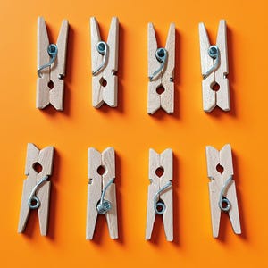 Bulk 50 Small 1 inch Natural Wood Craft Miniature Clothespins, Mini Tiny Clothespin Clips, Craft Supply, Rustic Wedding Favor Supplies