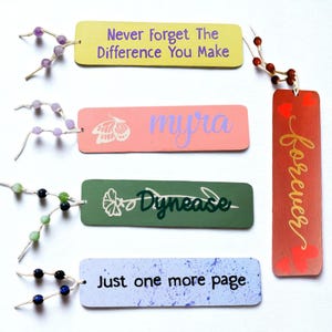 Handmade Custom Bookmark - You Pick Color and Phrase, Book Accessories, Wooden Bookmarks, Book Lover Gifts, Bookish Gift, Custom Bookmark