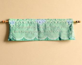 Decorative Bible Verse Scripture Embroidered Tapestry Wall Hanging on Wood Pole, Christian Wall Art, Vintage Home Decor, Wall Decor Gift
