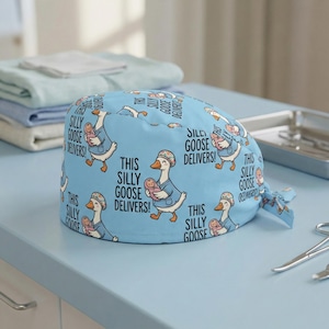Silly Goose Delivers Scrub Cap: L&D Nurse Euro Hat, Funny Nurse Print