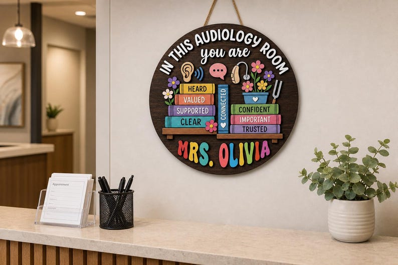 Personalized Audiologist Round Wooden Sign: Custom 2-layer Audiology ...