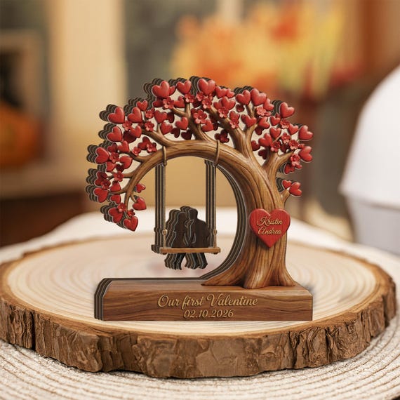 Personalized Couple Wood Stand: Custom Tree Swing Decor, First