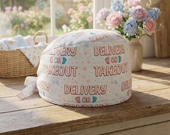 Delivery Or Takeout Scrub Cap: Funny Labor Nurse Surgical Hat