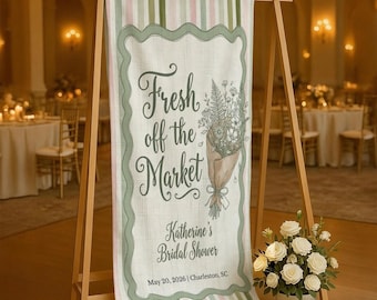 Personalized Bridal Shower Tapestry, Fresh Off the Market Quote, Custom Name Date Location