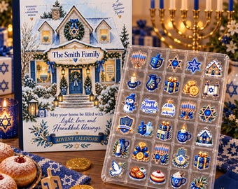 Personalized Hanukkah Advent Calendar: Custom Family Name Blind Box