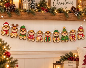 Bearded Dragon Christmas Garland: Reptile Pet Holiday Bunting