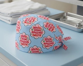 Sweetie Scrub Cap: Blue Cotton Surgical Hat