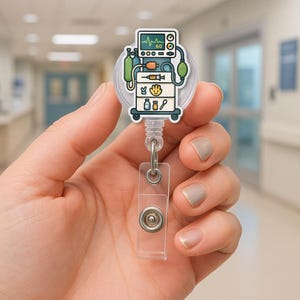 Medical Equipment Badge Reel, Nurse Retractable ID Holder, ICU RN Badge Clip, Hospital Cart Design, Cute Medical Badge Accessory
