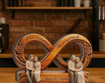 Personalized Infinity Sign, Wooden Couple Sculpture, Anniversary Gift