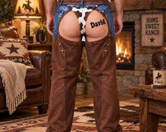 Personalized  Funny Pajama Pants: Custom Name Cowboy Gag Gift Lounge Bottoms