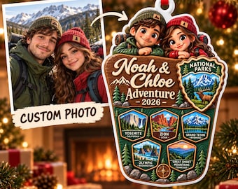 Personalized National Park Couple Ornament: Custom 3D Relief Travel Keepsake