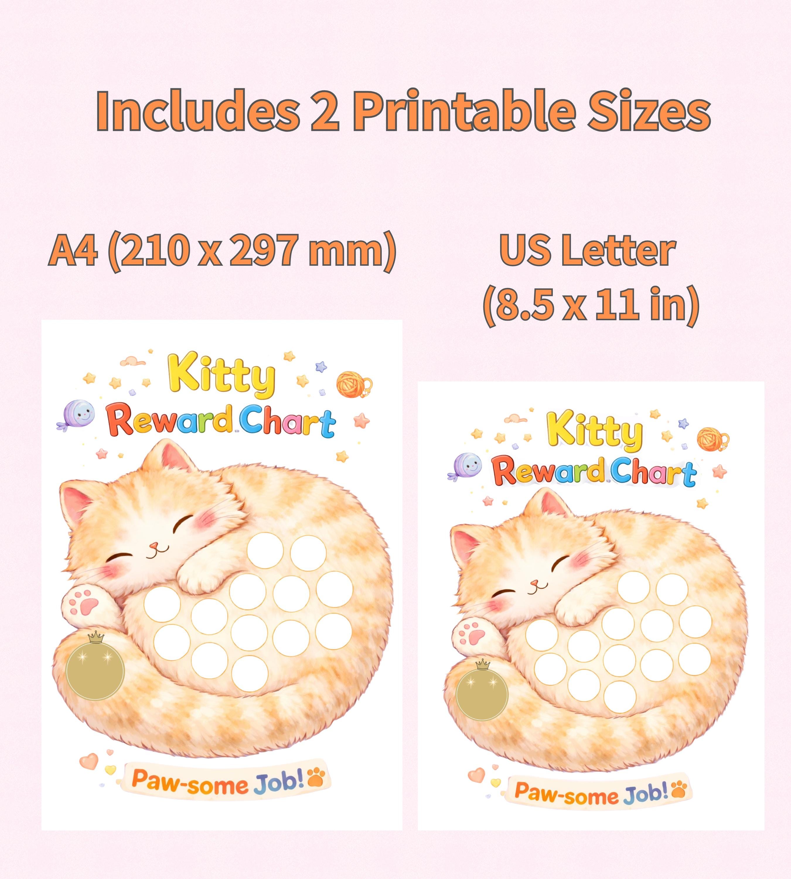 Kitty Reward Chart Printable | Cat Habit Tracker for Kids | A4 & US ...