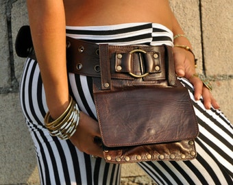 Soft Leather Hip Belt Bag with Removable Pouch, Leather Phone Belt Bag, Pocket Belt Bag