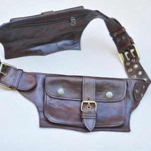 Leather Utility Belt Belt With Pouches Travel Belt Bag | Etsy