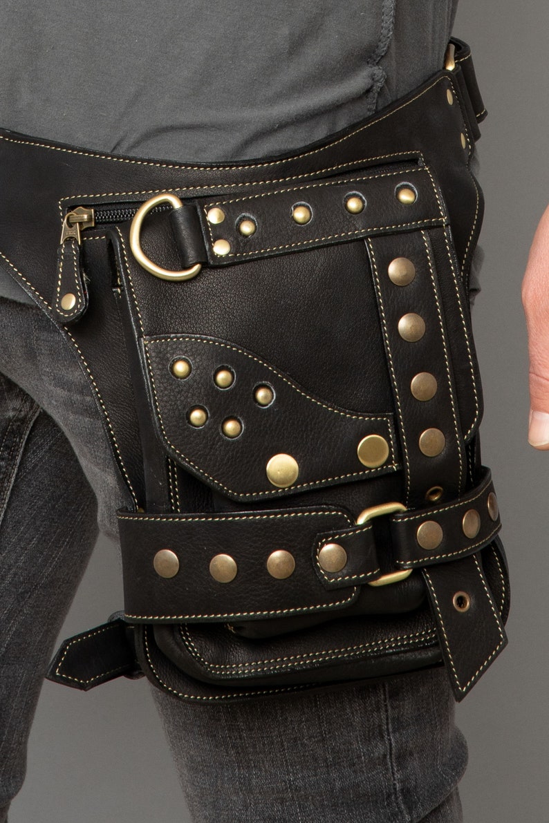 Brown Leather Utility Bag with Leg Strap Leg Harness Pouch Etsy