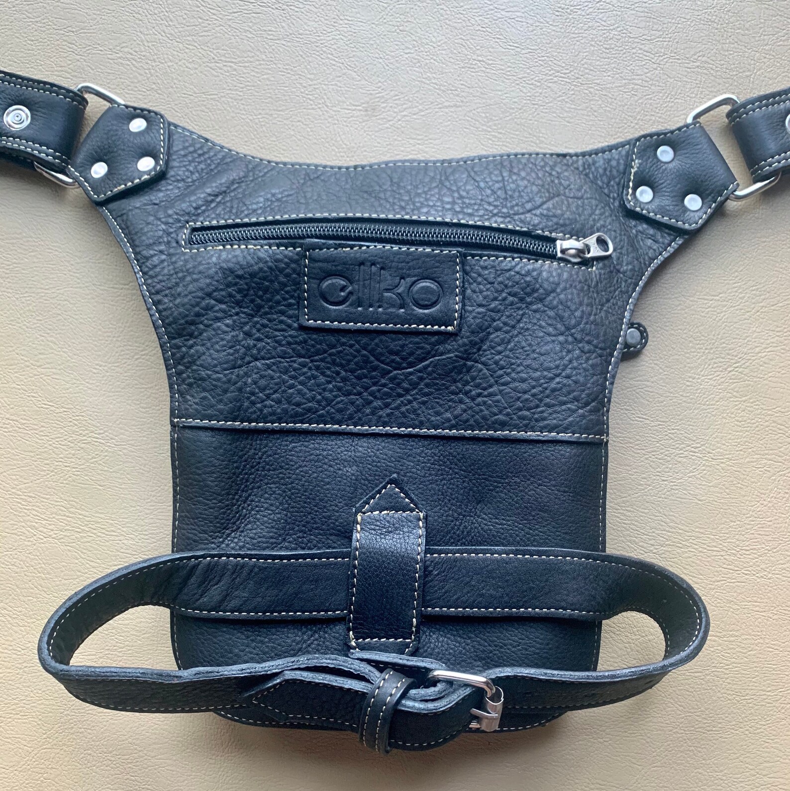 Brown Leather Utility Bag With Leg Strap Drop Leg Bag Etsy