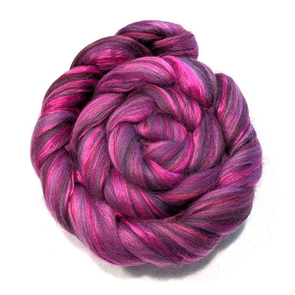 Royal Dahlia - Merino/Mulberry Silk - 80/20 - 100 grams/3.5 ounces - top - roving - spinning - fiber - felting