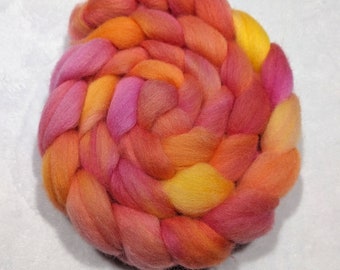 Hand Dyed Falkland Top  -  4 ounces - Roving - spinning fiber - felting fiber