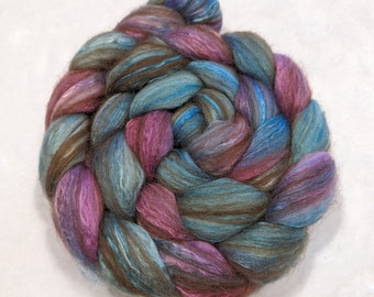 Hand Dyed Merino/Brown Alpaca/Camel/Mulberry Silk Combed Top - 40/20/20/20 - 100 gr/ 3.5 Ounces -  Roving - Spinning Fiber