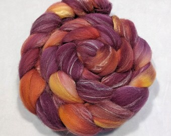 Hand Dyed Targhee/Bamboo/Silk  Top- 80/10/10 - 4 ounces -spinning fiber - felting fiber - roving