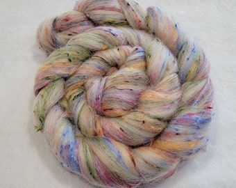 Taste The Rainbow Tweed Top - 80% South American Wool and 20 Viscose - 25-27 mic - 100 grams/3.5 ounces - roving - spinning - fiber