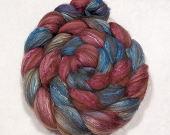 Hand Dyed Merino/Brown Alpaca/Camel/Mulberry Silk Combed Top - 40/20/20/20 - 100 gr/ 3.5 Ounces -  Roving - Spinning Fiber