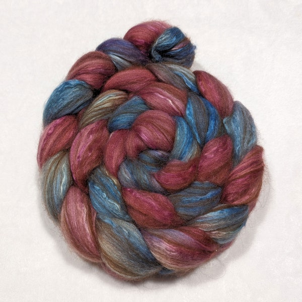 Hand Dyed Merino/Brown Alpaca/Camel/Mulberry Silk Combed Top - 40/20/20/20 - 100 gr/ 3.5 Ounces -  Roving - Spinning Fiber