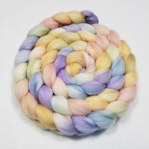 Polwarth and Silk Roving - 85/15 - 4 oz - Spinning Fiber - Top