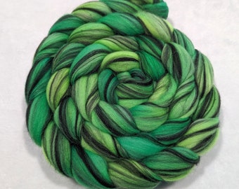 Hand Dyed Striped Merino - 4 Ounces - top - roving - felting fiber - spinning fiber